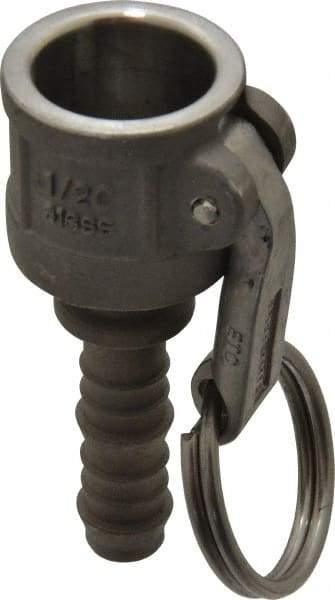 EVER-TITE Coupling Products - 1/2" Stainless Steel Cam & Groove Suction & Discharge Hose Female Coupler Hose Shank - Part C, 250 Max psi - Industrial Tool & Supply
