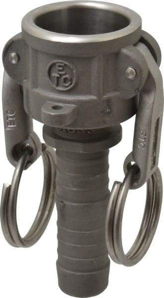 EVER-TITE Coupling Products - 3/4" Stainless Steel Cam & Groove Suction & Discharge Hose Female Coupler Hose Shank - Part C, 250 Max psi - Industrial Tool & Supply