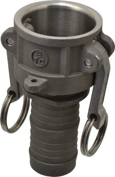 EVER-TITE Coupling Products - 1-1/2" Stainless Steel Cam & Groove Suction & Discharge Hose Female Coupler Hose Shank - Part C, 250 Max psi - Industrial Tool & Supply