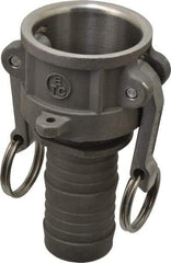 EVER-TITE Coupling Products - 1-1/2" Stainless Steel Cam & Groove Suction & Discharge Hose Female Coupler Hose Shank - Part C, 250 Max psi - Industrial Tool & Supply