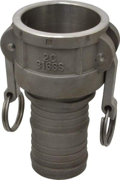 EVER-TITE Coupling Products - 2" Stainless Steel Cam & Groove Suction & Discharge Hose Female Coupler Hose Shank - Part C, 250 Max psi - Industrial Tool & Supply