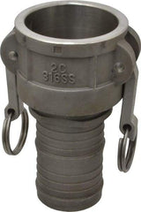 EVER-TITE Coupling Products - 2" Stainless Steel Cam & Groove Suction & Discharge Hose Female Coupler Hose Shank - Part C, 250 Max psi - Industrial Tool & Supply