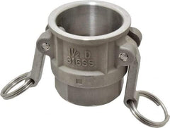 EVER-TITE Coupling Products - 1-1/2" Stainless Steel Cam & Groove Suction & Discharge Hose Female Coupler Female NPT Thread - Part D, 1-1/2" Thread, 250 Max psi - Industrial Tool & Supply