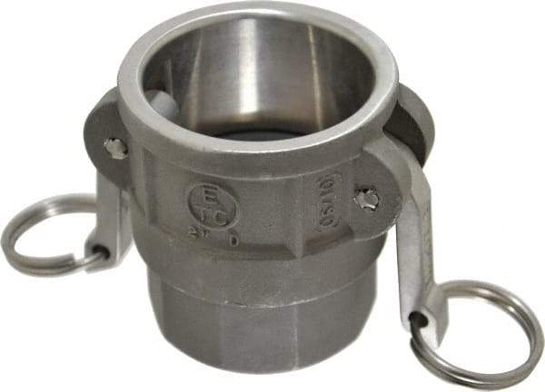 EVER-TITE Coupling Products - 2" Stainless Steel Cam & Groove Suction & Discharge Hose Female Coupler Female NPT Thread - Part D, 2" Thread, 250 Max psi - Industrial Tool & Supply