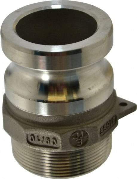 EVER-TITE Coupling Products - 2" Stainless Steel Cam & Groove Suction & Discharge Hose Male Adapter Male NPT Thread - Part F, 2" Thread, 250 Max psi - Industrial Tool & Supply