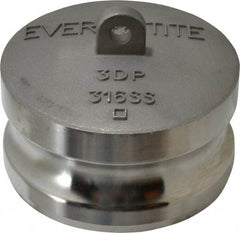 EVER-TITE Coupling Products - 3" Stainless Steel Cam & Groove Suction & Discharge Hose Dust Plug For Use with Couplers - Part DP, 200 Max psi - Industrial Tool & Supply