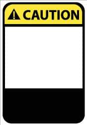 NMC - Accident Prevention Label, Header: CAUTION - Legend: CAUTION, English, Black, Yellow & White, 5" Long x 3" High, Sign Muscle Finish - Industrial Tool & Supply