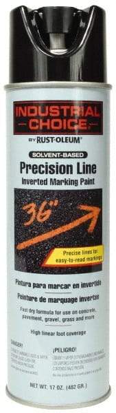 Rust-Oleum - 17 fl oz Black Marking Paint - 600' to 700' Coverage at 1" Wide, Solvent-Based Formula - Industrial Tool & Supply