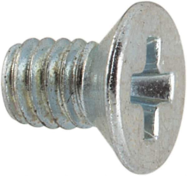 Value Collection - M2.5x0.45 Metric Coarse, 4mm OAL Phillips Drive Machine Screw - Flat Head, Grade 4.8 Steel, Zinc-Plated Finish, Without Washer - Industrial Tool & Supply
