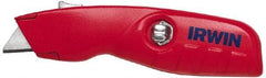 Irwin - Retractable Utility Knife - Red Handle, 2 Blades Included - Industrial Tool & Supply