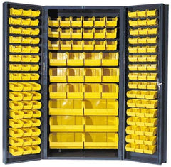 Quantum Storage - 132 Bin Storage Cabinet - Steel, 36" Wide x 24" Deep x 72" High, Gray - Industrial Tool & Supply