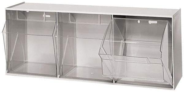 Quantum Storage - 23-5/8" Wide x 9-1/2" High x 7-3/4" Deep, Small Parts Tip Out Stacking Bin Organizer - Polystyrene Frame, 3 Compartments, 7-3/8" Wide x 8-5/8" High x 5-7/8" Deep Bin - Industrial Tool & Supply