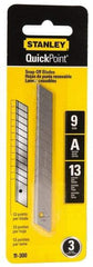 Stanley - 3 Piece Steel Utility Knife Blade - 3-1/2" OAL, 0.017" Blade Thickness - Industrial Tool & Supply