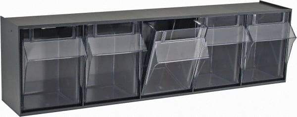 Quantum Storage - 23-5/8" Wide x 6-1/2" High x 5-1/4" Deep, Small Parts Tip Out Stacking Bin Organizer - Polystyrene Frame, 5 Compartments, 4-1/4" Wide x 5-3/4" High x 3-3/4" Deep Bin - Industrial Tool & Supply