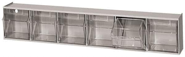 Quantum Storage - 23-5/8" Wide x 4-1/2" High x 3-5/8" Deep, Small Parts Tip Out Stacking Bin Organizer - Polystyrene Frame, 6 Compartments, 3-1/2" Wide x 3-3/4" High x 2-5/8" Deep Bin - Industrial Tool & Supply