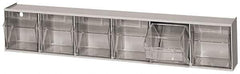 Quantum Storage - 23-5/8" Wide x 4-1/2" High x 3-5/8" Deep, Small Parts Tip Out Stacking Bin Organizer - Polystyrene Frame, 6 Compartments, 3-1/2" Wide x 3-3/4" High x 2-5/8" Deep Bin - Industrial Tool & Supply