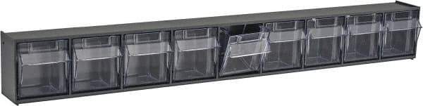 Quantum Storage - 23-5/8" Wide x 3-1/8" High x 2-1/2" Deep, Small Parts Tip Out Stacking Bin Organizer - Polystyrene Frame, 9 Compartments, 2-3/16" Wide x 2-1/2" High x 1-3/4" Deep Bin - Industrial Tool & Supply