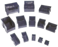 Quantum Storage - 60 Lb. Load Capacity, 18" Deep, Black Polypropylene Hopper Stacking Bin - 9" High x 8-1/4" Wide x 18" Long - Industrial Tool & Supply