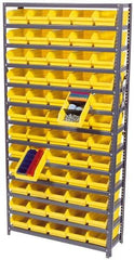 Quantum Storage - 4,200 Lb Capacity, 12" Deep x 36" Wide x 75" High, Steel Floor Rack - 1 Side, 60 Black Polyethylene/Polypropylene Bins - Industrial Tool & Supply