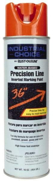 Rust-Oleum - 17 fl oz Orange Marking Paint - 600' to 700' Coverage at 1" Wide, Water-Based Formula - Industrial Tool & Supply