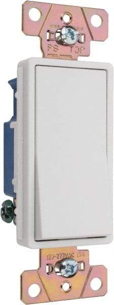 Pass & Seymour - 1 Pole, 120 to 277 VAC, 15 Amp, Specification Grade, Rocker, Wall and Dimmer Light Switch - 1.3 Inch Wide x 4.2 Inch High - Industrial Tool & Supply