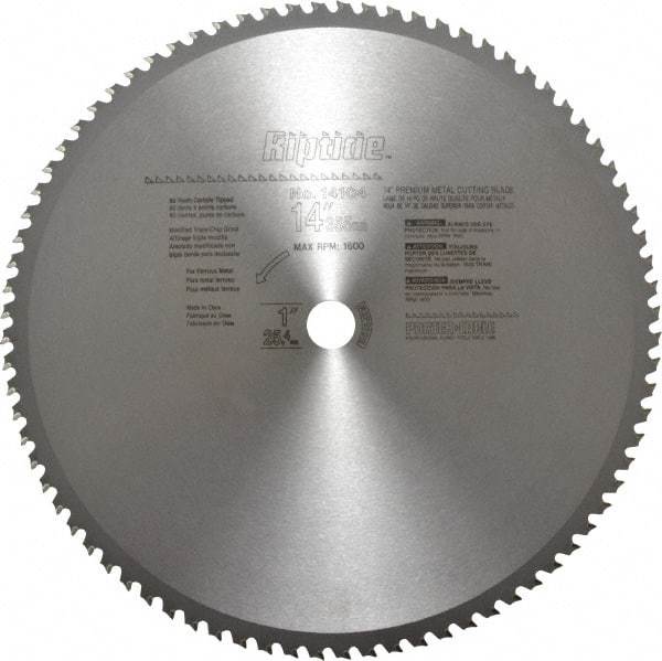 Porter-Cable - 14" Diam, 1" Arbor Hole Diam, 80 Tooth Wet & Dry Cut Saw Blade - Carbide-Tipped, Cutoff Action, Standard Round Arbor - Industrial Tool & Supply
