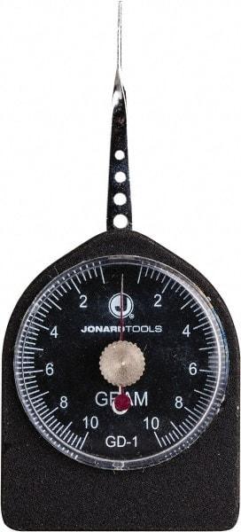 Jonard Tools - 0.02 Lb. Capacity, Mechanical Tension and Compression Force Gage - 0.25 gf Resolution, Aluminum Housing - Industrial Tool & Supply