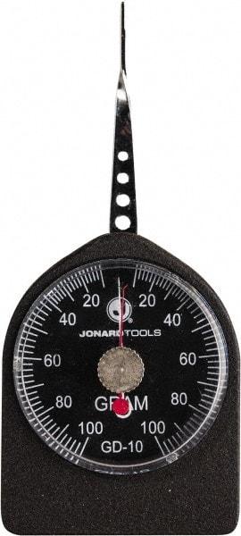 Jonard Tools - 0.05 Lb. Capacity, Mechanical Tension and Compression Force Gage - 2 gf Resolution, Aluminum Housing - Industrial Tool & Supply