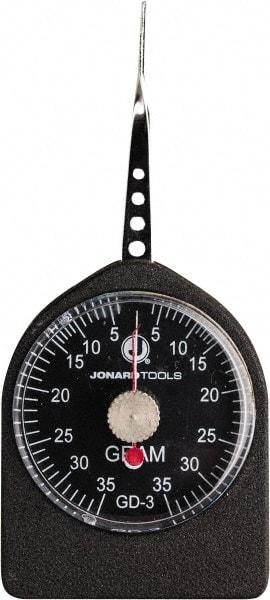 Jonard Tools - 0.08 Lb. Capacity, Mechanical Tension and Compression Force Gage - 1 gf Resolution, Aluminum Housing - Industrial Tool & Supply