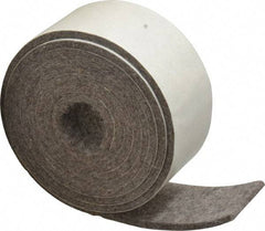 Made in USA - 1/8 Inch Thick x 1-1/2 Inch Wide x 5 Ft. Long, Felt Stripping - Gray, Plain Backing - Industrial Tool & Supply