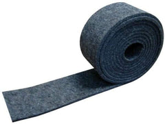 Made in USA - 1/4 Inch Thick x 1-1/2 Inch Wide x 10 Ft. Long, Felt Stripping - Gray, Plain Backing - Industrial Tool & Supply
