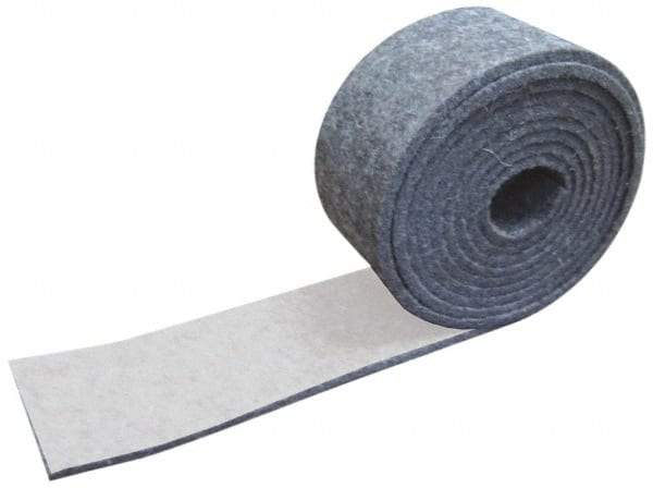 Made in USA - 1/8 Inch Thick x 1 Inch Wide x 10 Ft. Long, Felt Stripping - Gray, Adhesive Backing - Industrial Tool & Supply