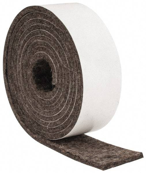 Made in USA - 1/8 Inch Thick x 1 Inch Wide x 5 Ft. Long, Felt Stripping - Gray, Adhesive Backing - Industrial Tool & Supply