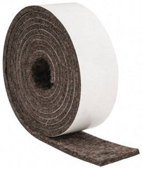 Made in USA - 1/8 Inch Thick x 1 Inch Wide x 5 Ft. Long, Felt Stripping - Gray, Adhesive Backing - Industrial Tool & Supply