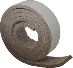 Made in USA - 1/4 Inch Thick x 1-1/2 Inch Wide x 5 Ft. Long, Felt Stripping - Gray, Adhesive Backing - Industrial Tool & Supply