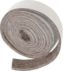 Made in USA - 1/8 Inch Thick x 1 Inch Wide x 5 Ft. Long, Felt Stripping - Gray, Adhesive Backing - Industrial Tool & Supply