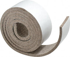 Made in USA - 1/4 Inch Thick x 2 Inch Wide x 5 Ft. Long, Felt Stripping - Gray, Adhesive Backing - Industrial Tool & Supply