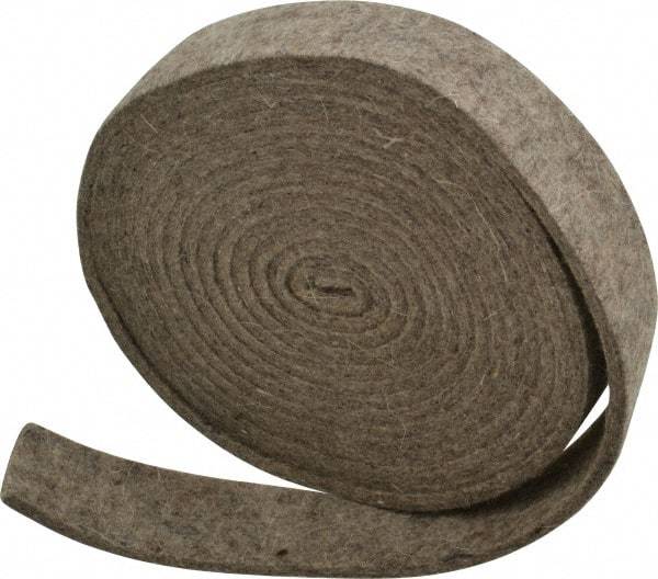 Made in USA - 1/8 Inch Thick x 1 Inch Wide x 10 Ft. Long, Felt Stripping - Gray, Plain Backing - Industrial Tool & Supply