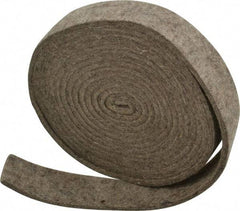 Made in USA - 1/8 Inch Thick x 1 Inch Wide x 10 Ft. Long, Felt Stripping - Gray, Plain Backing - Industrial Tool & Supply