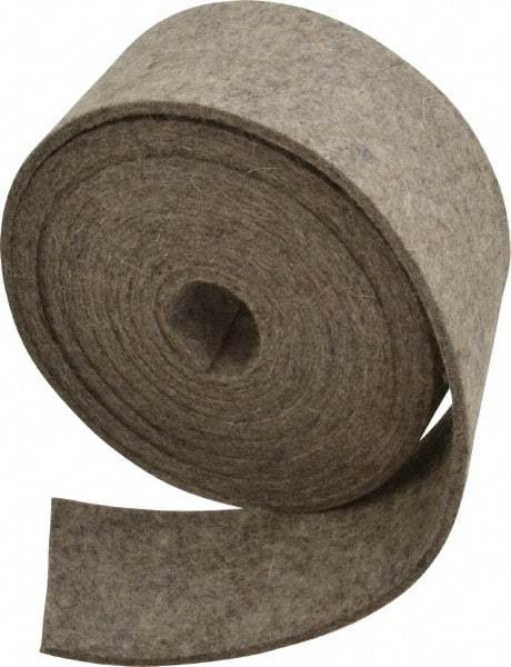 Made in USA - 1/8 Inch Thick x 2 Inch Wide x 10 Ft. Long, Felt Stripping - Gray, Plain Backing - Industrial Tool & Supply