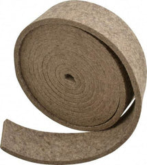 Made in USA - 1/4 Inch Thick x 2 Inch Wide x 10 Ft. Long, Felt Stripping - Gray, Plain Backing - Industrial Tool & Supply