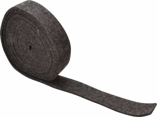 Made in USA - 1/8 Inch Thick x 1 Inch Wide x 10 Ft. Long, Felt Stripping - Gray, Plain Backing - Industrial Tool & Supply