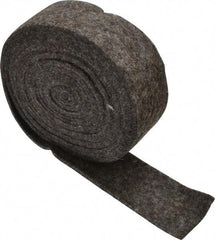 Made in USA - 1/8 Inch Thick x 1-1/2 Inch Wide x 10 Ft. Long, Felt Stripping - Gray, Plain Backing - Industrial Tool & Supply
