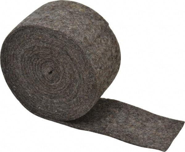 Made in USA - 1/8 Inch Thick x 2 Inch Wide x 10 Ft. Long, Felt Stripping - Gray, Plain Backing - Industrial Tool & Supply