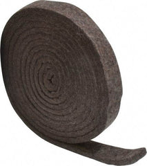 Made in USA - 1/4 Inch Thick x 1 Inch Wide x 10 Ft. Long, Felt Stripping - Gray, Plain Backing - Industrial Tool & Supply