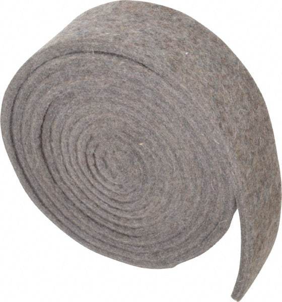 Made in USA - 1/4 Inch Thick x 2 Inch Wide x 10 Ft. Long, Felt Stripping - Gray, Plain Backing - Industrial Tool & Supply