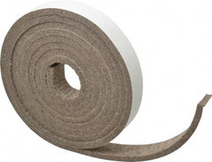 Made in USA - 1/4 Inch Thick x 1 Inch Wide x 10 Ft. Long, Felt Stripping - Gray, Adhesive Backing - Industrial Tool & Supply