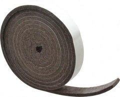 Made in USA - 1/4 Inch Thick x 1 Inch Wide x 10 Ft. Long, Felt Stripping - Gray, Adhesive Backing - Industrial Tool & Supply