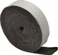 Made in USA - 1/8 Inch Thick x 1 Inch Wide x 10 Ft. Long, Felt Stripping - Gray, Adhesive Backing - Industrial Tool & Supply