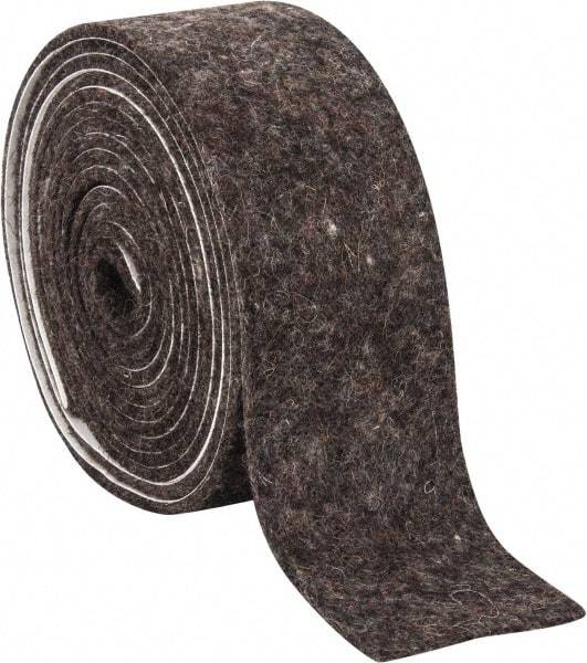 Made in USA - 1/8 Inch Thick x 2 Inch Wide x 10 Ft. Long, Felt Stripping - Gray, Adhesive Backing - Industrial Tool & Supply